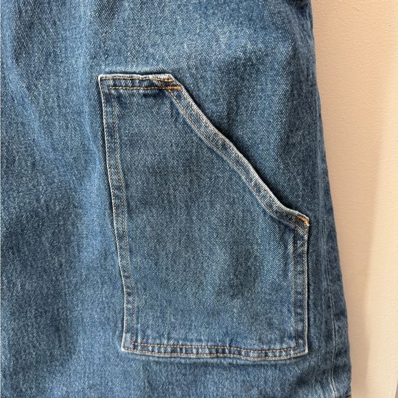 & Other Stories Blue Denim Staple Pinafore Dungaree Mini Dress Size 4 - Picture 7 of 8